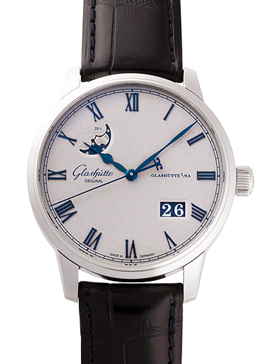 グラスヒュッテオリジナル セネター エクセレンス パノラマデイト ムーンフェイズ 1-36-24-02-02-64 グレー 中古