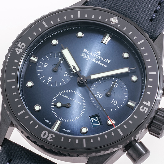 ブランパン フィフティ ファゾムス バチスカーフ フライバック 5200-0140-O52A ブルー 新品 サブカット 1枚目