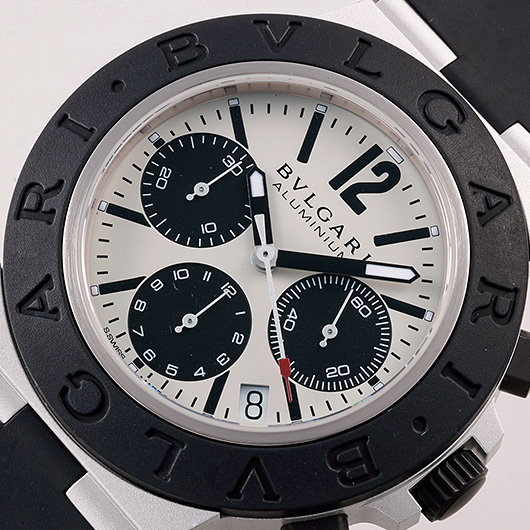 ブルガリ アルミニウム クロノグラフ 103383（BB40SATRSNLCH） シルバー/ブラック 中古 サブカット 1枚目