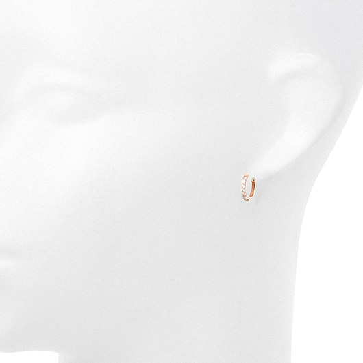 ノーブランド ダイヤモンド エタニティ フープ ピアス 4088690 ピンクゴールド/シルバー 新品 サブカット 1枚目