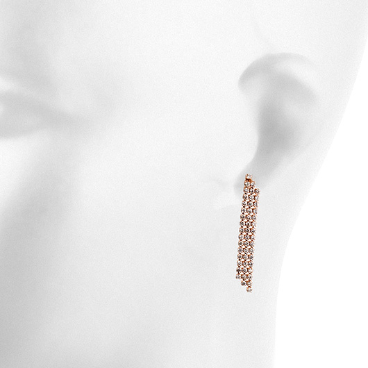 ノーブランド ダイヤモンド ロング ピアス 13100023 ピンクゴールド/シルバー 新品 サブカット 1枚目