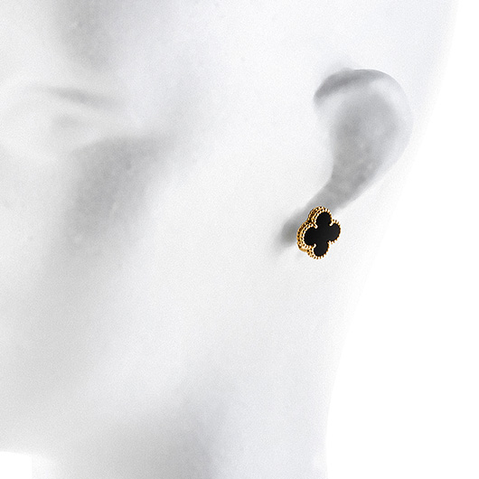 ヴァンクリーフ＆アーペル ヴィンテージ アルハンブラ ピアス イエローゴールド/ブラック 中古 サブカット 1枚目