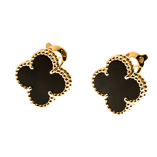 ヴァンクリーフ＆アーペル ヴィンテージ アルハンブラ ピアス イエローゴールド/ブラック 中古 サブカット 2枚目