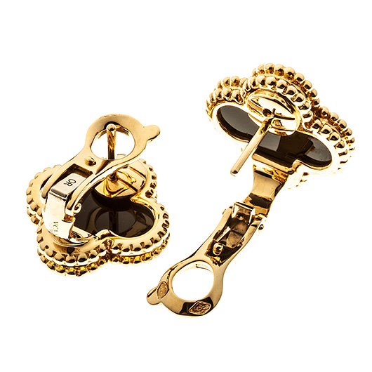 ヴァンクリーフ＆アーペル ヴィンテージ アルハンブラ ピアス イエローゴールド/ブラック 中古 サブカット 4枚目