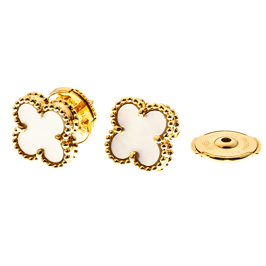 ヴァンクリーフ＆アーペル スウィート アルハンブラ ピアス VCARA44800 イエローゴールド/ホワイト 中古 サブカット 2枚目