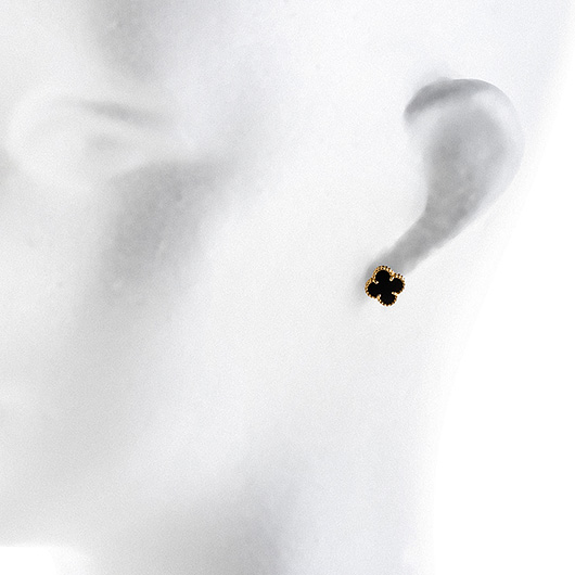 ヴァンクリーフ＆アーペル スウィート アルハンブラ ピアス イエローゴールド/ブラック 中古 サブカット 1枚目