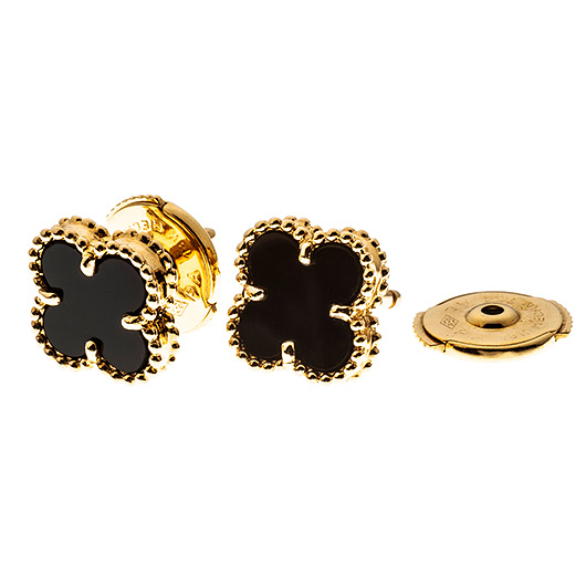 ヴァンクリーフ＆アーペル スウィート アルハンブラ ピアス イエローゴールド/ブラック 中古 サブカット 2枚目