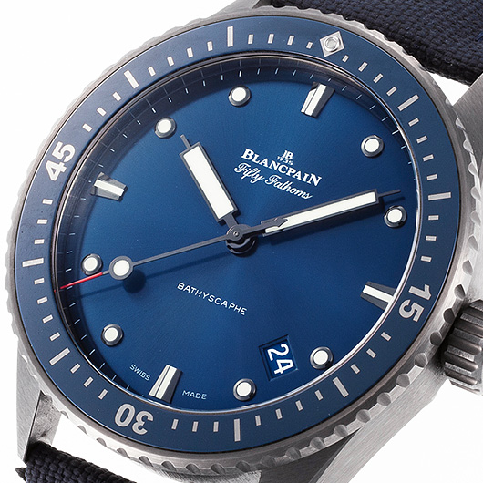 ブランパン フィフティ ファゾムス バチスカーフ 5000-0240-O52A ブルー 中古 サブカット 1枚目