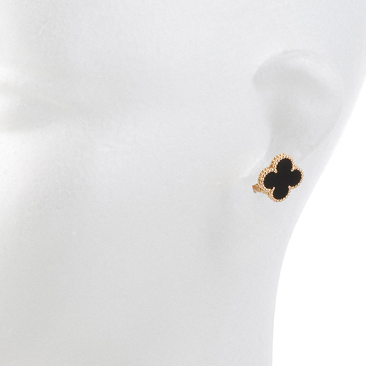 ヴァンクリーフ＆アーペル ヴィンテージ アルハンブラ イヤリング VCARA44200 イエローゴールド/ブラック 中古 サブカット 1枚目