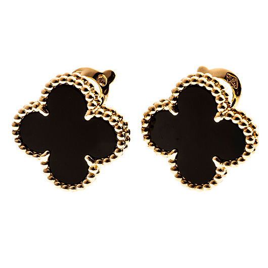 ヴァンクリーフ＆アーペル ヴィンテージ アルハンブラ イヤリング VCARA44200 イエローゴールド/ブラック 中古 サブカット 2枚目