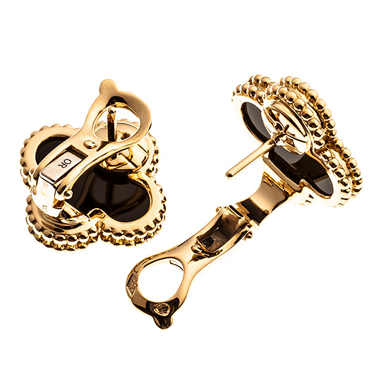 ヴァンクリーフ＆アーペル ヴィンテージ アルハンブラ イヤリング VCARA44200 イエローゴールド/ブラック 中古 サブカット 4枚目