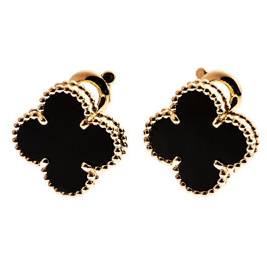 ヴァンクリーフ＆アーペル ヴィンテージ アルハンブラ ピアス VCARA44200 イエローゴールド/ブラック 中古 サブカット 2枚目