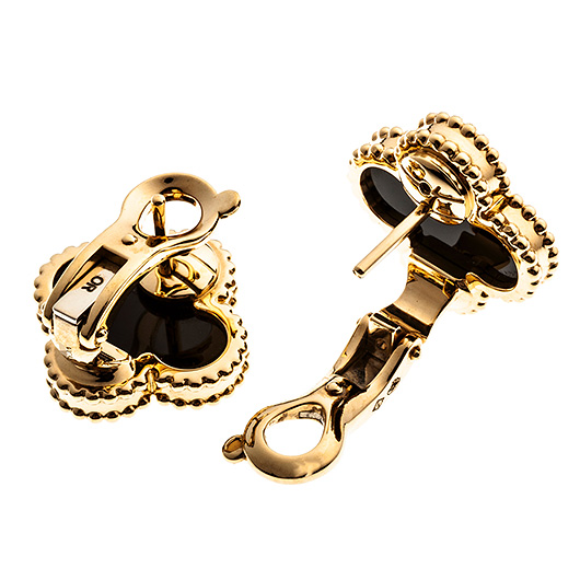 ヴァンクリーフ＆アーペル ヴィンテージ アルハンブラ ピアス VCARA44200 イエローゴールド/ブラック 中古 サブカット 4枚目