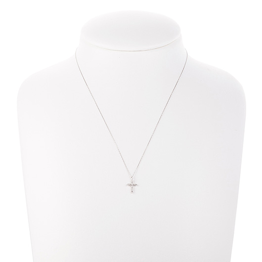 ノーブランド ダイヤモンド クロス ネックレス 13100357 プラチナ/シルバー 新品 サブカット 1枚目