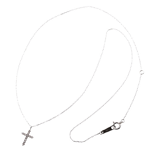 ノーブランド ダイヤモンド クロス ネックレス 13100357 プラチナ/シルバー 新品 サブカット 4枚目