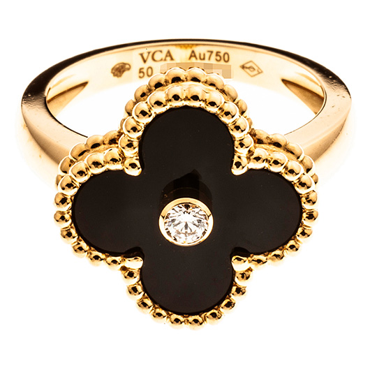 ヴァンクリーフ＆アーペル ヴィンテージ アルハンブラ リング VCARA41050 イエローゴールド/ブラック 中古 サブカット 2枚目