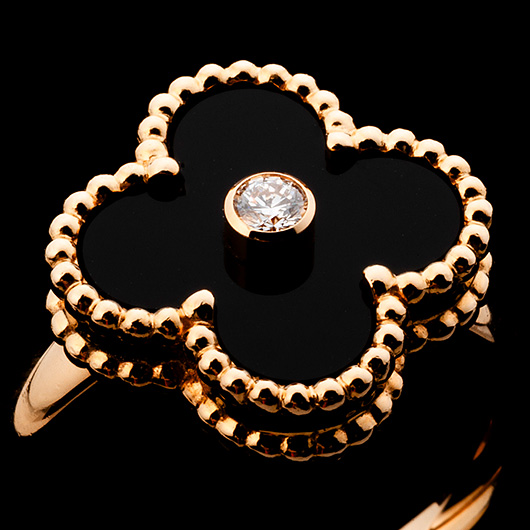 ヴァンクリーフ＆アーペル ヴィンテージ アルハンブラ リング VCARA41050 イエローゴールド/ブラック 中古 サブカット 4枚目