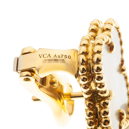 ヴァンクリーフ＆アーペル ヴィンテージ アルハンブラ ピアス --- イエローゴールド/ホワイト 中古 サブカット 3枚目