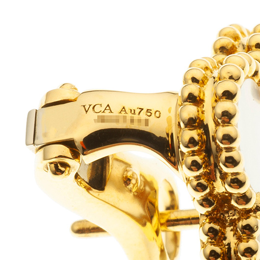 ヴァンクリーフ＆アーペル ヴィンテージ アルハンブラ イヤリング イエローゴールド/ホワイト 中古 サブカット 3枚目