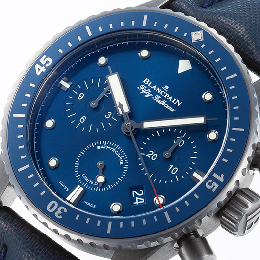 ブランパン フィフティ ファゾムス オーシャン コミットメント バチスカーフ フライバック クロノグラフ 5200-0240-52A ブルー 中古 サブカット 1枚目