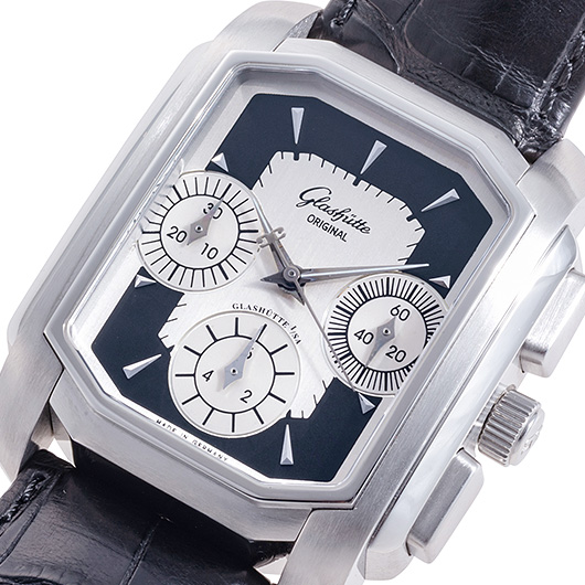 グラスヒュッテオリジナル セネター カレ クロノグラフ 39-31-17-04-04 ブラック 中古 サブカット 1枚目