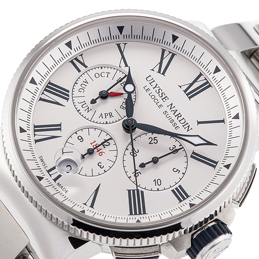 ユリス・ナルダン マリーン クロノグラフ 1533-150/40 ホワイト 中古 サブカット 1枚目