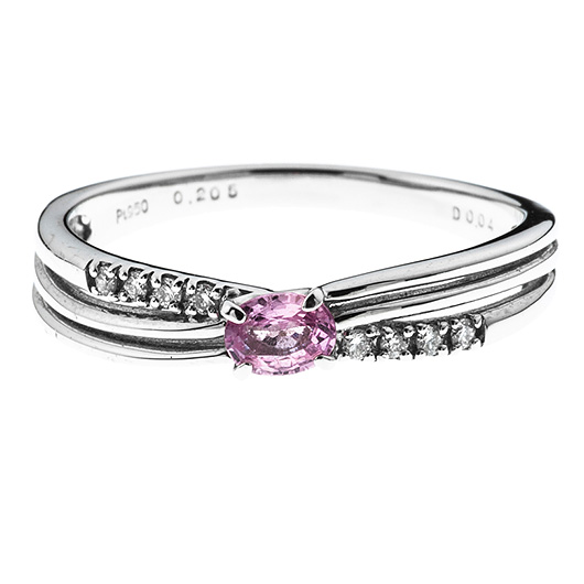 ノーブランド パパラチア サファイヤ リング 42005602 プラチナ/オレンジ・ピンク 新品 サブカット 4枚目