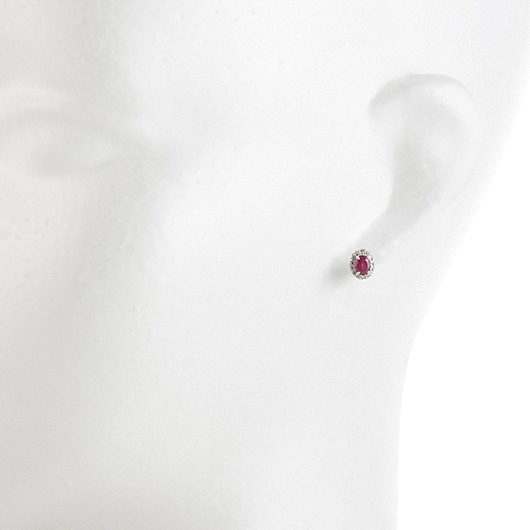 ノーブランド ルビー スタッド ピアス 4715860 プラチナ/レッド 新品 サブカット 1枚目