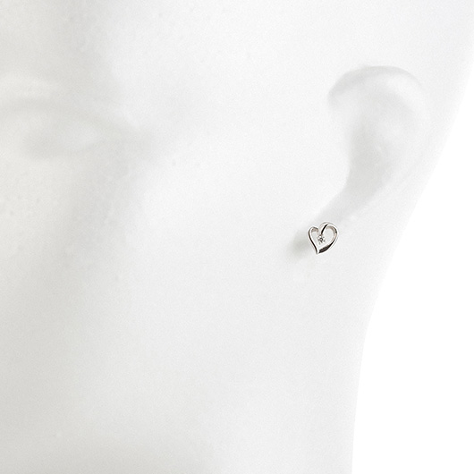 ノーブランド ダイヤモンド ハート ピアス 4734390 プラチナ 新品 サブカット 1枚目