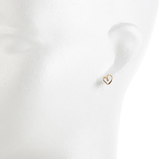 ノーブランド ダイヤモンド ハート ピアス 4734370 イエローゴールド 新品 サブカット 1枚目