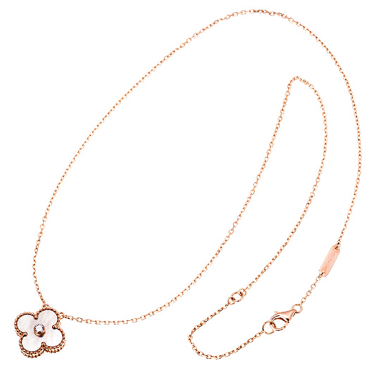 ヴァンクリーフ＆アーペル ヴィンテージ アルハンブラ ペンダント ピンクゴールド/ホワイト 中古 サブカット 2枚目