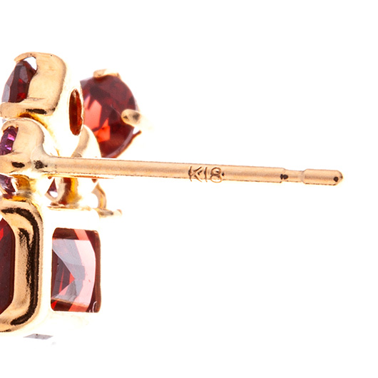 ノーブランド ガーネット ピアス 1455908 ピンクゴールド/レッド 新品 サブカット 3枚目