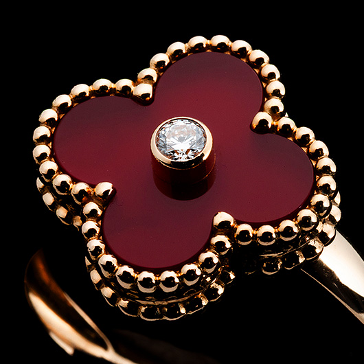 ヴァンクリーフ＆アーペル ヴィンテージ アルハンブラ リング イエローゴールド/レッド 中古 サブカット 4枚目