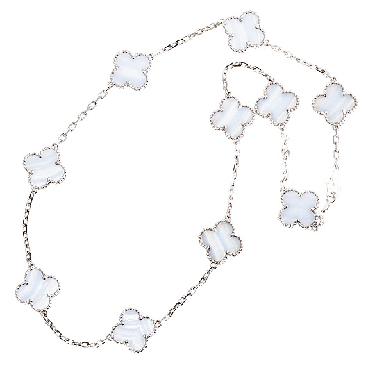 ヴァンクリーフ＆アーペル ヴィンテージ アルハンブラ ネックレス --- ホワイトゴールド/ブルー 中古 サブカット 2枚目