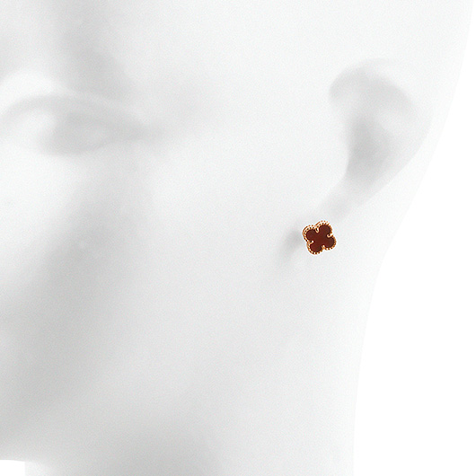 ヴァンクリーフ＆アーペル スウィート アルハンブラ ピアス ピンクゴールド/レッド 中古 サブカット 1枚目