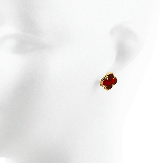 ヴァンクリーフ＆アーペル ヴィンテージ アルハンブラ イヤリング VCARD40400 イエローゴールド/レッド 中古 サブカット 1枚目