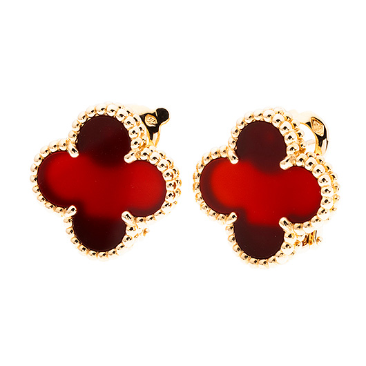 ヴァンクリーフ＆アーペル ヴィンテージ アルハンブラ イヤリング VCARD40400 イエローゴールド/レッド 中古 サブカット 2枚目