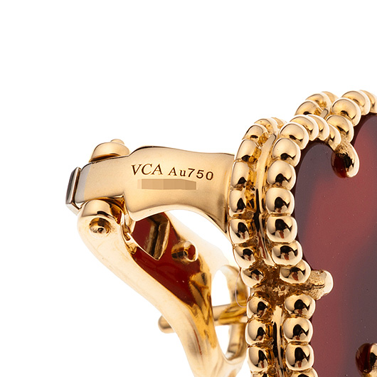 ヴァンクリーフ＆アーペル ヴィンテージ アルハンブラ イヤリング VCARD40400 イエローゴールド/レッド 中古 サブカット 3枚目