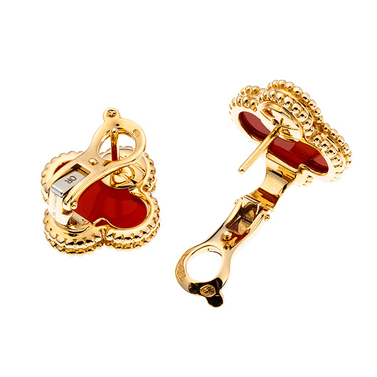 ヴァンクリーフ＆アーペル ヴィンテージ アルハンブラ イヤリング VCARD40400 イエローゴールド/レッド 中古 サブカット 4枚目