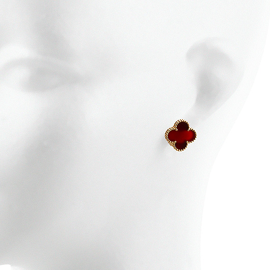 ヴァンクリーフ＆アーペル ヴィンテージ アルハンブラ ピアス イエローゴールド/レッド 中古 サブカット 1枚目