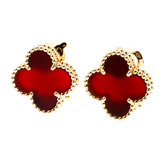 ヴァンクリーフ＆アーペル ヴィンテージ アルハンブラ ピアス イエローゴールド/レッド 中古 サブカット 2枚目