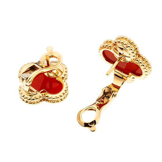 ヴァンクリーフ＆アーペル ヴィンテージ アルハンブラ ピアス イエローゴールド/レッド 中古 サブカット 4枚目