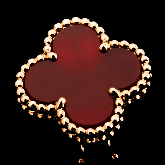 ヴァンクリーフ＆アーペル ヴィンテージ アルハンブラ ピアス イエローゴールド/レッド 中古 サブカット 5枚目