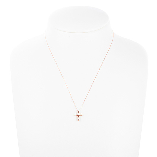 ノーブランド ダイヤモンド クロス ネックレス 4282100 ピンクゴールド 新品 サブカット 1枚目