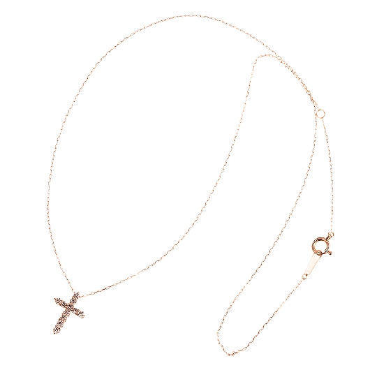 ノーブランド ダイヤモンド クロス ネックレス 4282100 ピンクゴールド 新品 サブカット 4枚目