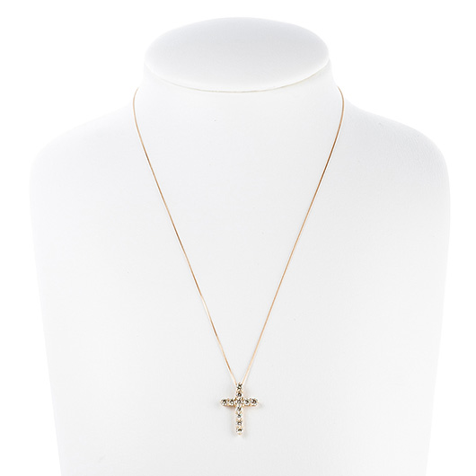 ノーブランド ダイヤモンド クロス ネックレス 4285330 イエローゴールド 新品 サブカット 1枚目