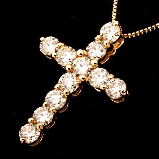 ノーブランド ダイヤモンド クロス ネックレス 4285330 イエローゴールド 新品 サブカット 5枚目