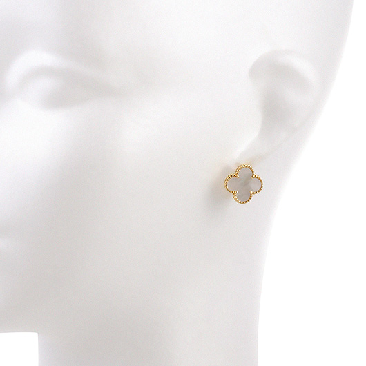 ヴァンクリーフ＆アーペル ヴィンテージ アルハンブラ イヤリング イエローゴールド/ホワイト 中古 サブカット 1枚目