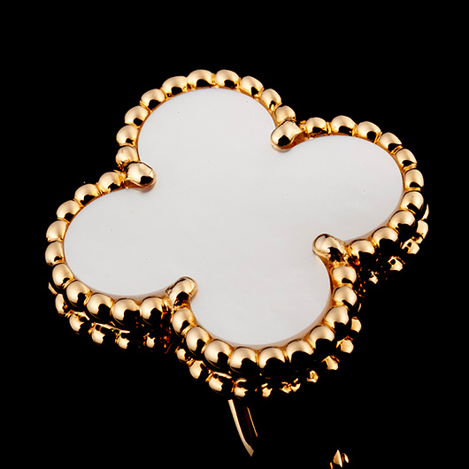 ヴァンクリーフ＆アーペル ヴィンテージ アルハンブラ イヤリング イエローゴールド/ホワイト 中古 サブカット 5枚目