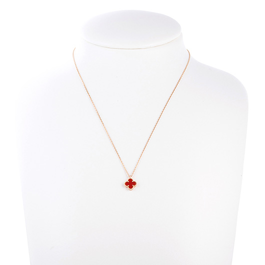 ヴァンクリーフ＆アーペル スウィート アルハンブラ ペンダント ピンクゴールド/レッド 中古 サブカット 1枚目